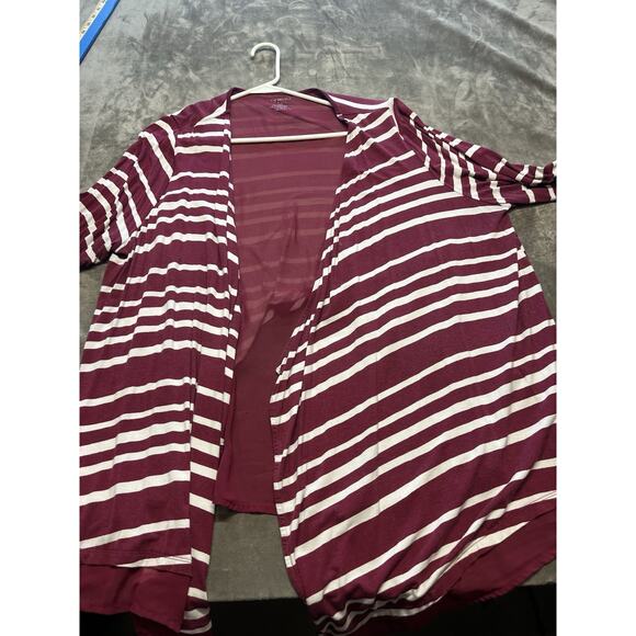 Lane Bryant Multi-Striped Long Lined‎ Cardigan, Red 18-20 - Picture 1 of 5